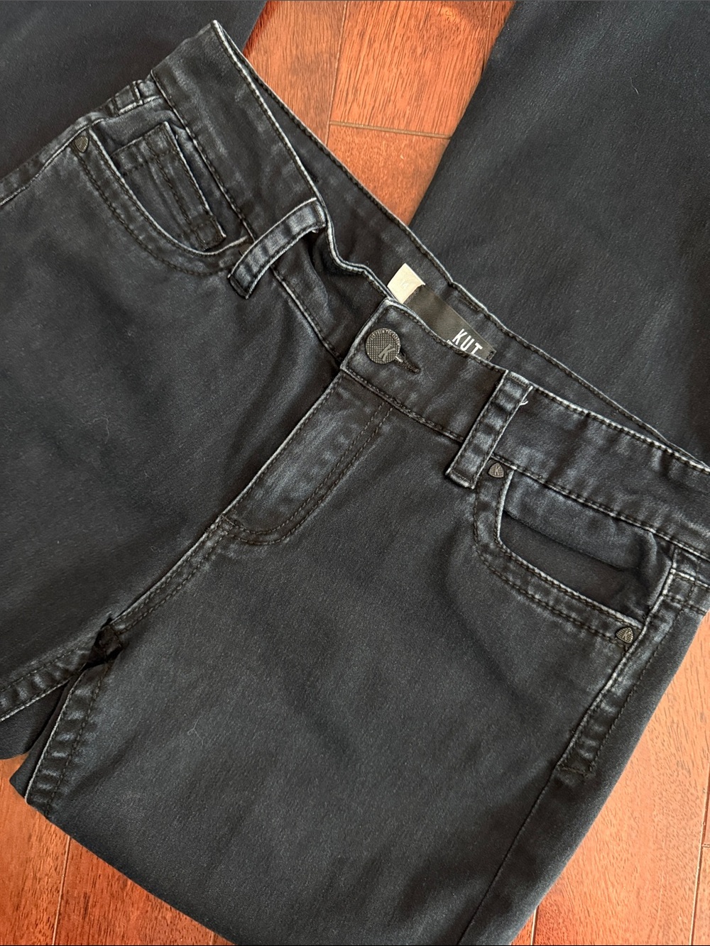 Kut from the Kloth Natalie Black High Rose Bootcut  Stretch Denim Jeans 14 - Picture 2 of 6